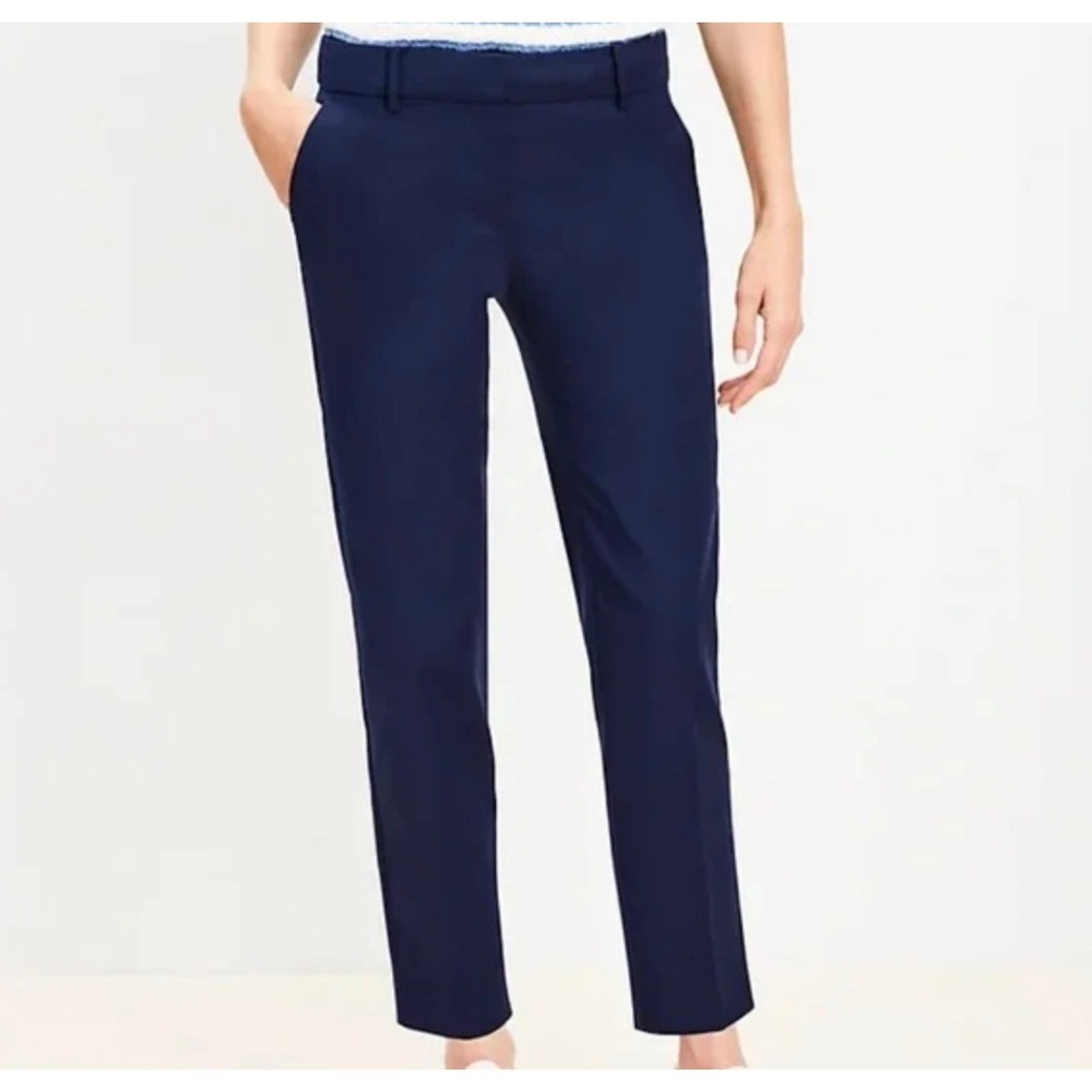 LOFT Marisa The Riviera Pant Navy Blue Womens Size‎ 4P Tailored Ankle Cropped